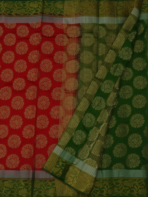 

Pothys Red & Green Jute Silk Woven Design Saree