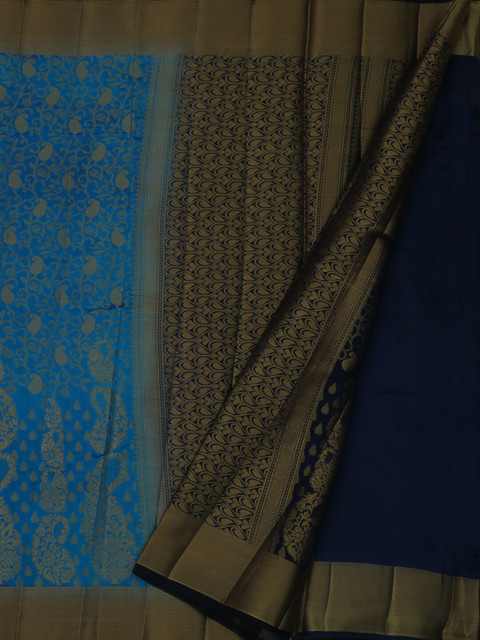 

Pothys Blue & Gold-Toned Jute Silk Woven Design Saree