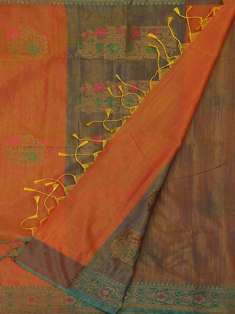 Pothys Peach-Coloured Woven Design Jute Silk Saree