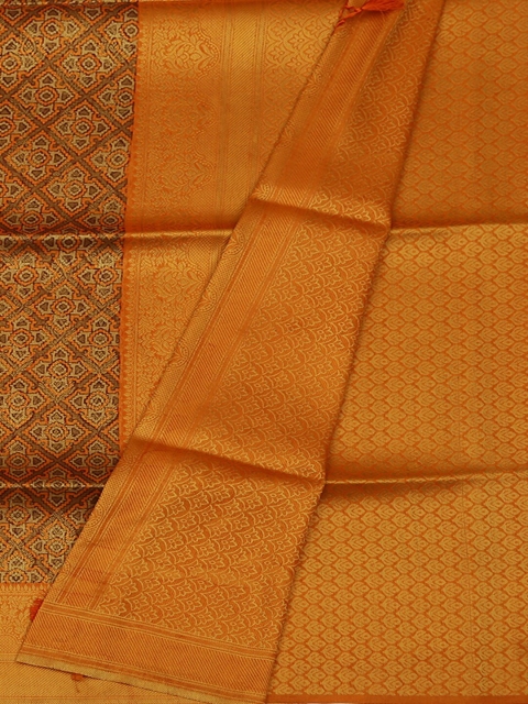 

Pothys Orange & Gold-Toned Art Silk Woven Design Saree