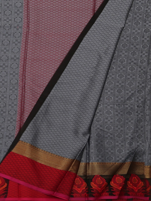 

Pothys Grey & Black Jute Silk Woven Design Saree