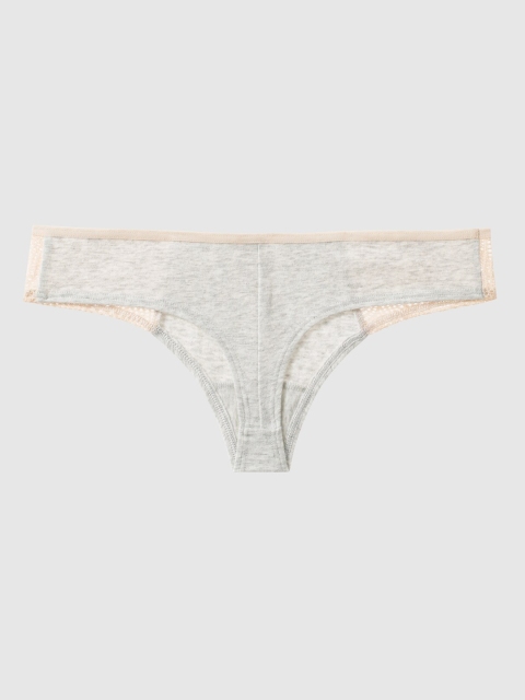 

La Senza Women Grey Melange & Peach-Coloured Solid Remix Thongs 11125651-3XFM