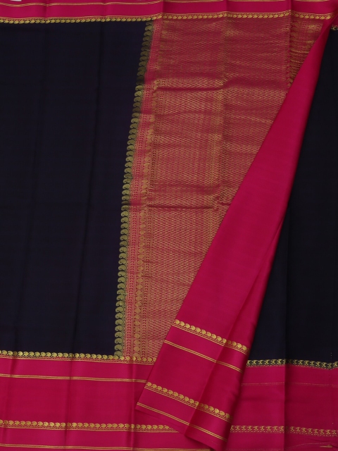 

Pothys Navy Blue Pure Crepe Solid Mysore Silk Saree