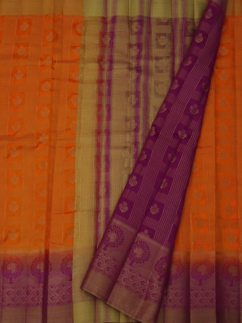 

Pothys Orange & Magenta Jute Silk Woven Design Saree