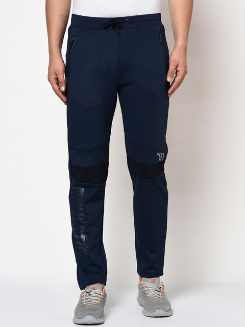 

Octave Men Navy Blue & Black Printed Slim-Fit Track Pants
