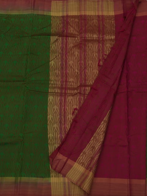 

Pothys Green Printed Jute Silk Saree