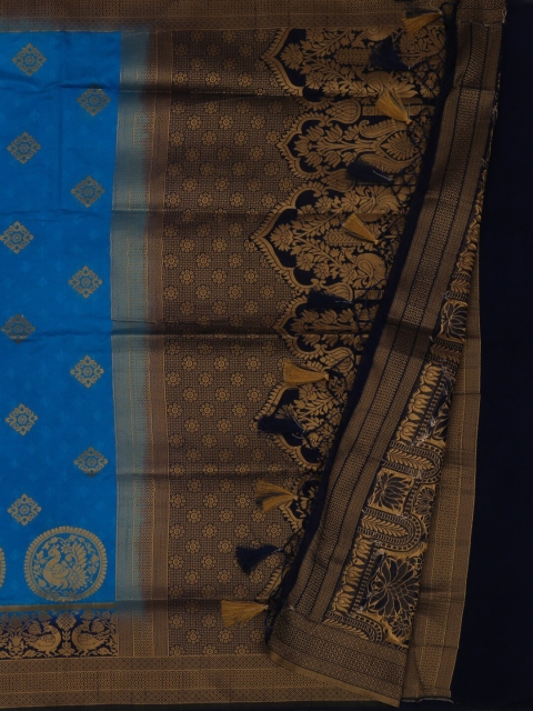 

Pothys Blue & Black Jute Silk Woven Design Saree