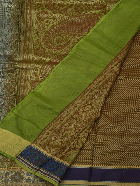 

Pothys Blue & Green Jute Silk Woven Design Saree