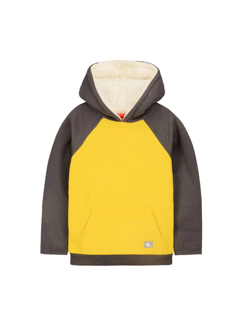 

Cherry Crumble Unisex Kids Yellow & Brown Solid Hooded Sweatshirt