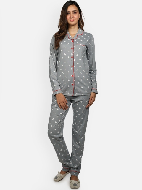 

Nite Flite Women Grey Printed Night suit