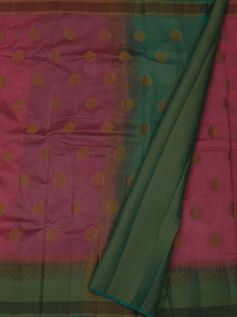 

Pothys Pink & Green Jute Silk Printed Saree