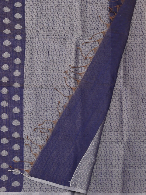 

Pothys Blue & White Cotton Blend Woven Design Saree