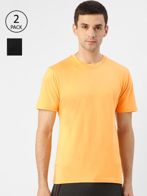 XYXX Men Pack of 2 Supima Cotton Round Neck Lounge T-Shirts, Yellow