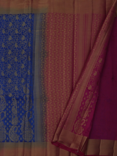 

Pothys Blue & Pink Jute Silk Woven Design Saree