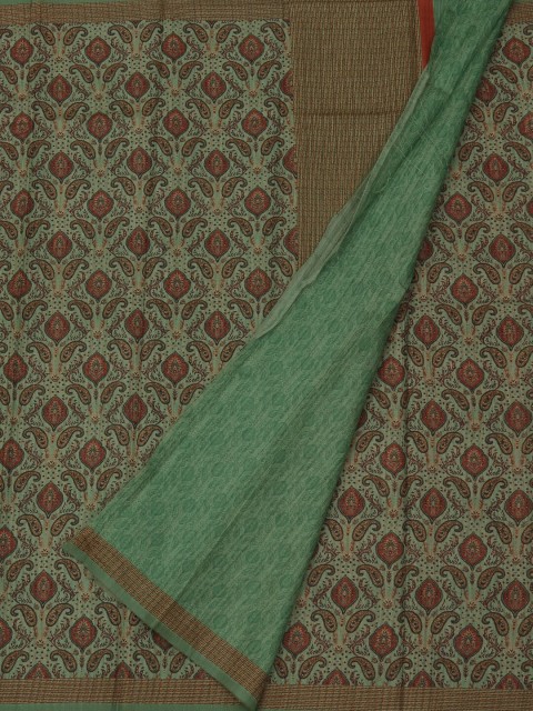 

Pothys Sea Green Printed Jute Silk Saree