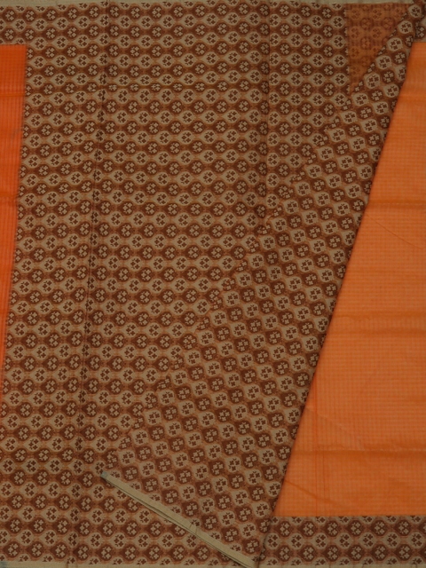 

Pothys Orange & Brown Jute Cotton Printed Saree