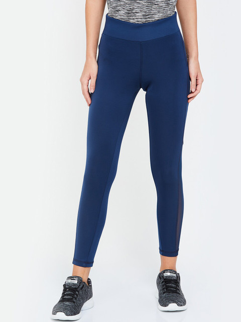 

Kappa Women Blue Solid Ankle-Length Tights