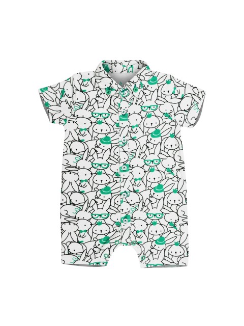 

The Flybees Kids White & Black Printed Rompers