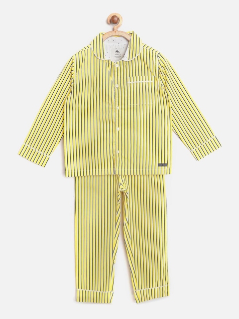 

Cherry Crumble Unisex Kids Yellow Striped Night suit