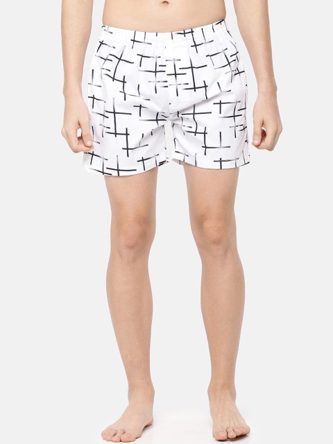 

Cross Court Men White & Black Printed Boxers CCBX202