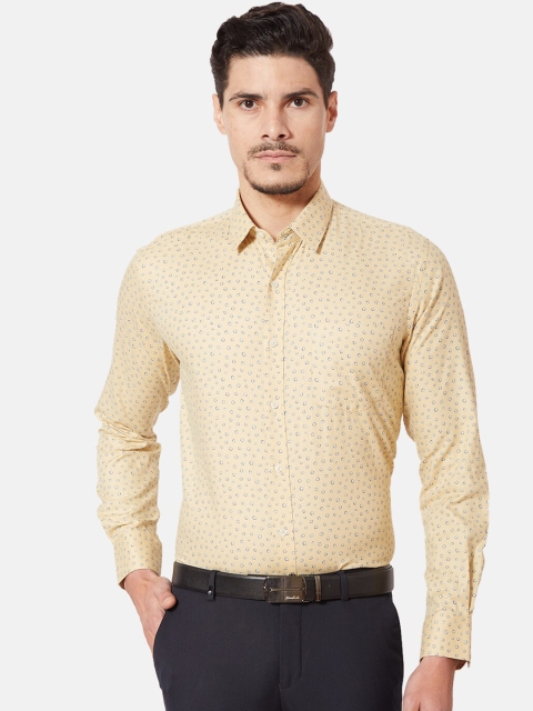 

Oxemberg Men Yellow Slim Fit Printed Formal Shirt