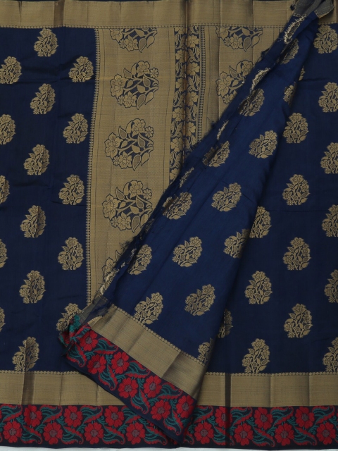 

Pothys Navy Blue & Gold-Coloured Jute Silk Woven Design Saree