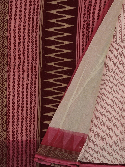 

Pothys Cream-Coloured Printed Supernet Saree
