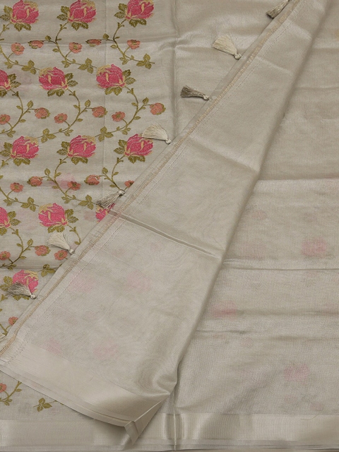 

Pothys Grey & Pink Art Silk Woven Design Saree