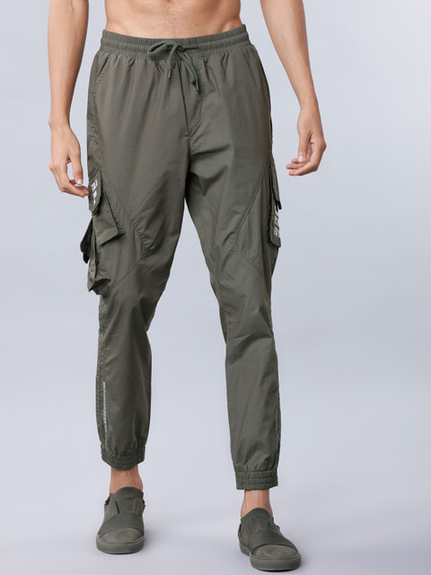 

LOCOMOTIVE Men Olive Green Slim Fit Solid Joggers