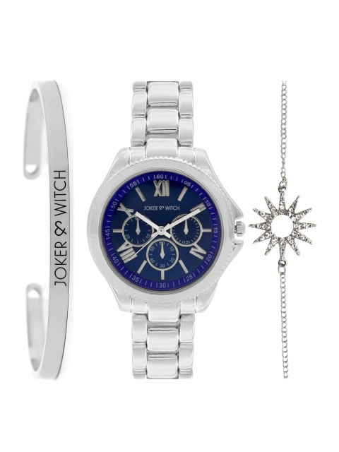 

Joker & Witch Women Silver Toned Watch Bracelet Gift Set, Blue