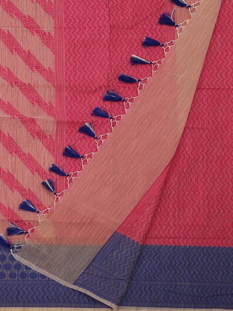 

Pothys Pink & Cream-Coloured Supernet Woven Design Saree