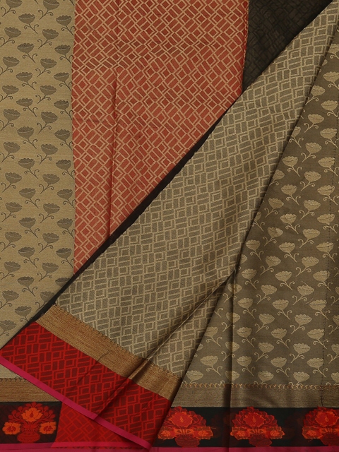 

Pothys Beige & Red Jute Silk Woven Design Saree