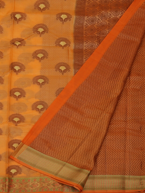 Pothys Yellow & Orange Jute Silk Woven Design Saree