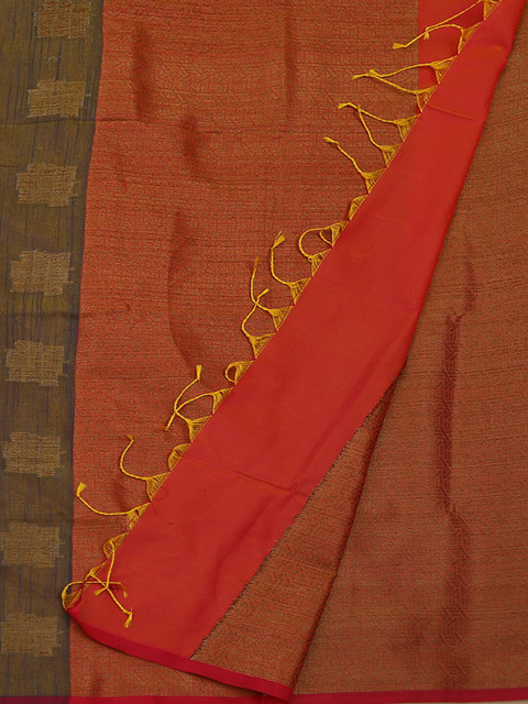 

Pothys Green & Orange Cotton Blend Woven Design Saree