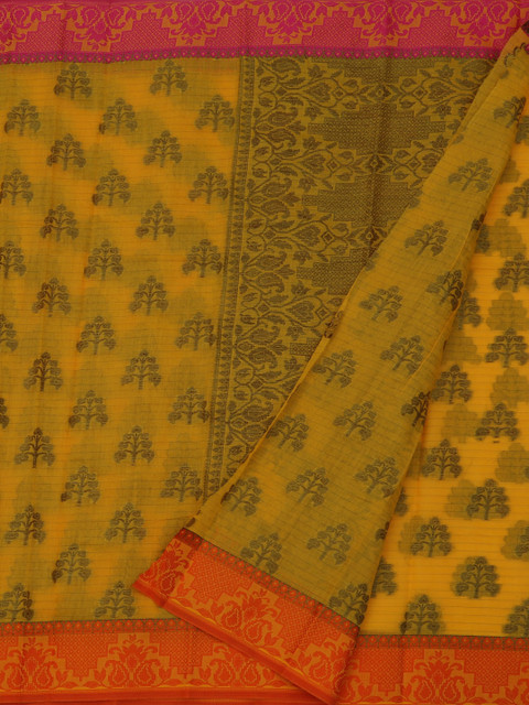 

Pothys Yellow Solid Chanderi Cotton Saree