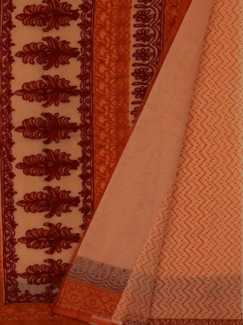 

Pothys Peach-Coloured Woven Design Supernet Saree