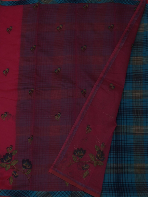 

Pothys Pink & Blue Supernet Embroidered Saree