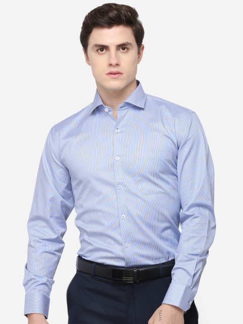 

JADE BLUE Men Blue Regular Fit Striped Formal Shirt