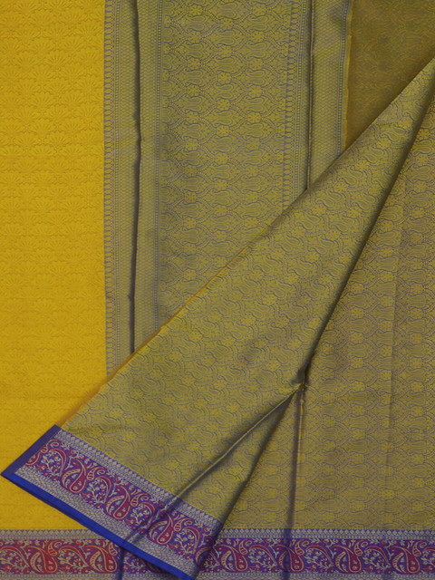 

Pothys Mustard Yellow & Gold Jute Silk Woven Design Saree