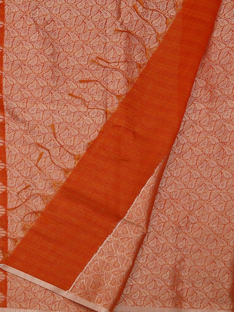 Pothys Orange Woven Design Cotton Blend Saree