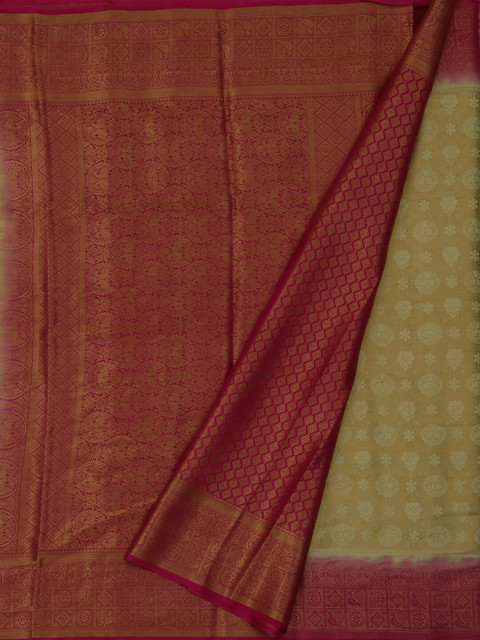 

Pothys Cream-Coloured & Maroon Jute Silk Printed Saree