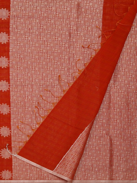 

Pothys Red & Gold-Toned Cotton Blend Printed Saree