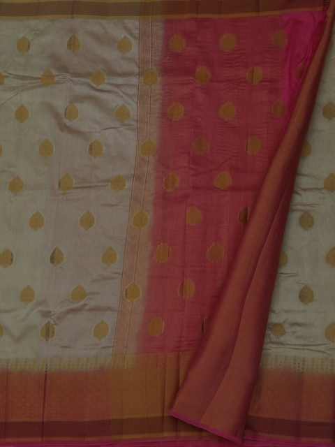 

Pothys Cream-Coloured & Gold-Coloured Jute Silk Woven Design Saree