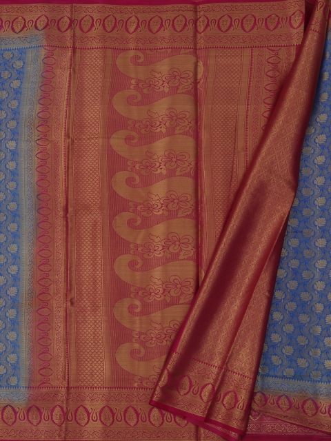 

Pothys Blue & Magenta Jute Silk Woven Design Saree
