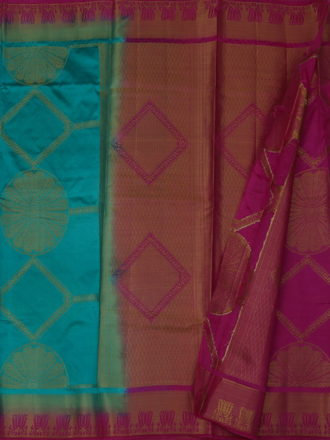

Pothys Blue & Magenta Jute Silk Woven Design Saree
