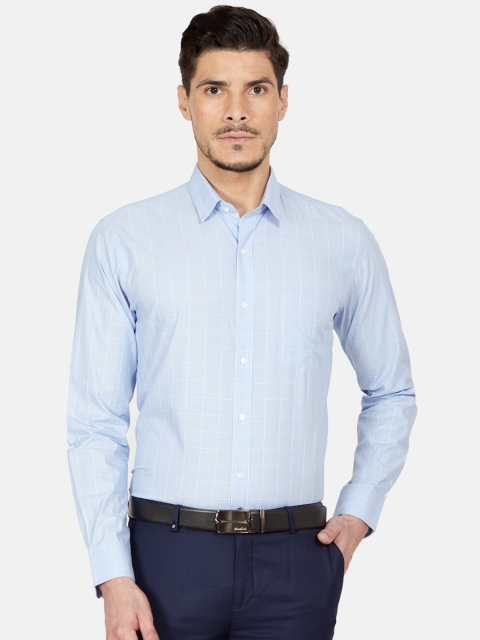 

Oxemberg Men Blue Slim Fit Checked Formal Shirt