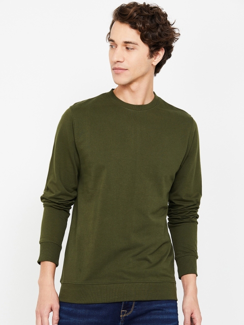 

Fame Forever by Lifestyle Men Olive Green Solid Sweatshirt