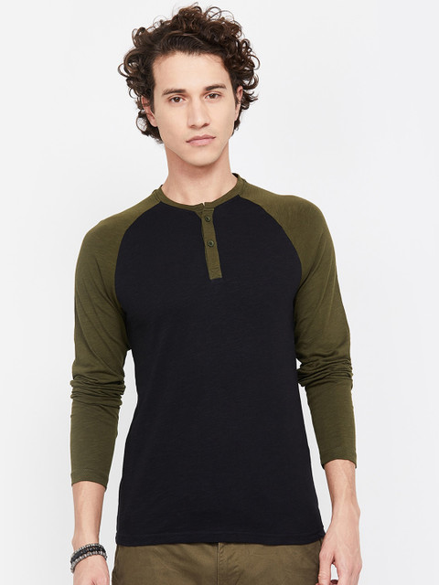 

Fame Forever by Lifestyle Men Black Solid Henley Neck T-shirt