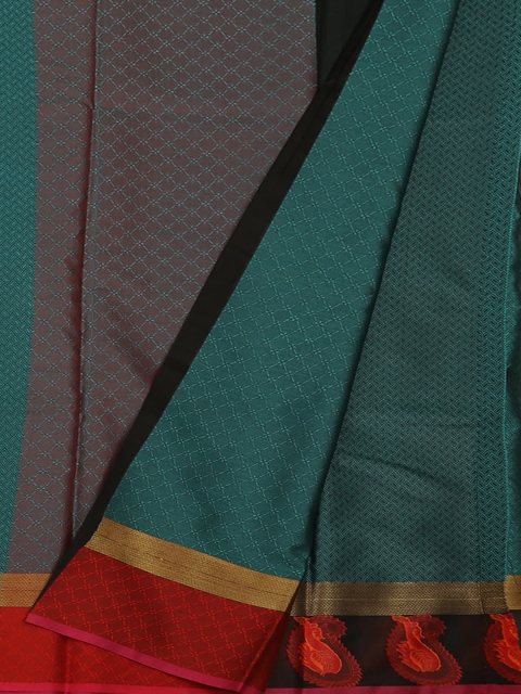 

Pothys Green & Red Jute Silk Woven Design Saree