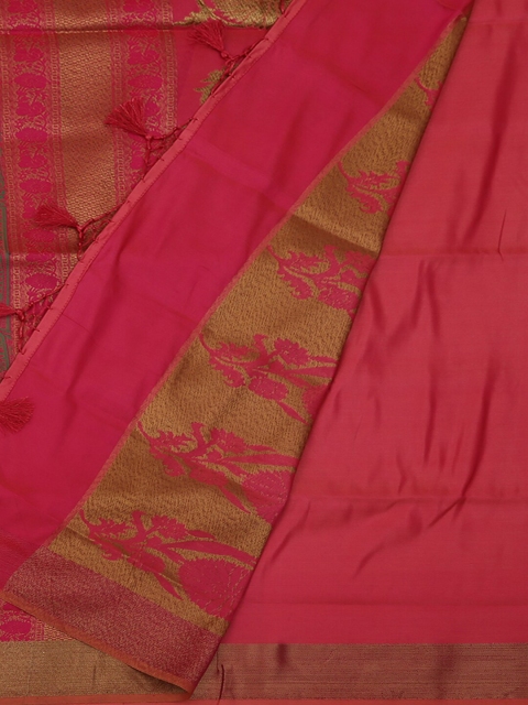 

Pothys Pink Solid Art Silk Saree